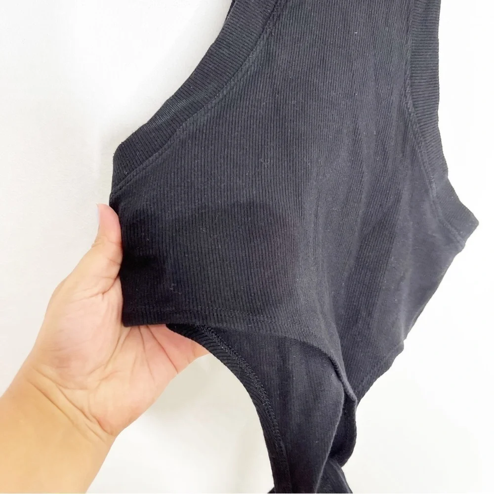 K.NGSLEY Black Ribbed Cutout Halter Crop Top - Picture 5 of 10
